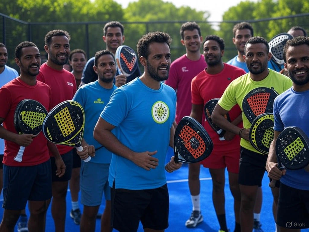 Addis Padel Plus Team on the court, showcasing unity and enthusiasm